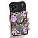 MZELQ Compatible with iPhone 17 Pro Case Flower Pattern, Black