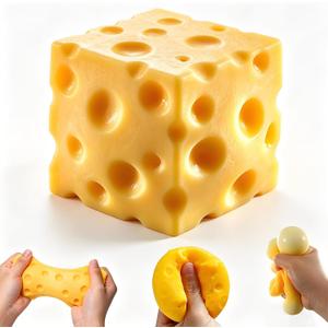 Cheese Squishy Stress Relief Toy,Soft Slow Rising Sensory Food Fidget Toy,Cute Squeeze Stress Balls for Adults,Anxiety Relief Calming Fidget for Office Home Travel