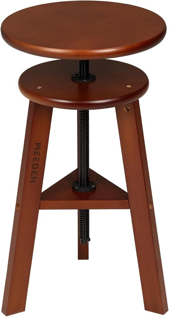 MEEDEN Wooden Drafting Stool with Adjustable Height, Artist Stool,Office Studio Stool, Up to 220 Lbs,German Beech Wood, Perfect for Artists Studio,Home Use,Kitchen,Bars (Deep Walnut)