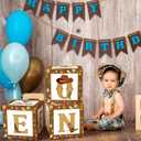 Honoson 3 Pcs My First Rodeo Balloon Boxes with ONE Letters Cowboy 1st Birthday Decorations Birthday Party Decor for Boy Girl Cake Smash Backdrop Baby Shower Photo Prop (Brown)