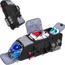 GOBUROS Rolling Baseball Bag for 4 Bats, Black Softball Bag with Wheels, Large Baseball Equipment Bag with Separate Shoe Compartment and Glove Pocket