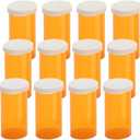 Empty Plastic Pill Bottles with Easy Open Snap Caps (Not Child Resistant), Prescription Medication Vials, Clear Containers, Pill Cases Dispenser Organizers (13 Dram, 12pcs)