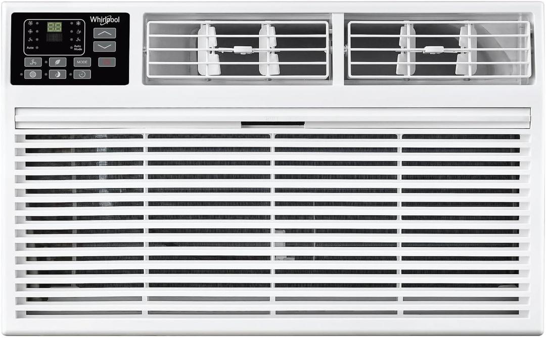 Whirlpool 10,000 BTU Through the Wall Air Conditioner, 230V, Cools up to 450 Sq. Ft for Living Room, Bedroom, Kitchen, Apartment, with Dehumidifier, Remote Control, Digital Display, 24H Timer, White