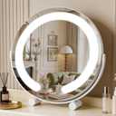 Vanity Mirror with Lights, 12" LED Makeup Mirror, HD Professional Mirror, Smart Touch with 3-Color Lighting, Dimmable, 360 Rotation, Lighted Up for Makeup Desk, Bedroom (White)
