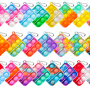 100 Pack Square Pop Fidget Keychain Pop Fidget Toys Bulk Party Favors for Kids 4-8,8-12 Years, Goodies Bag Stuffers Bulk, Gift for Kids, Boys, Girls