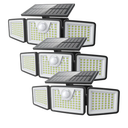 2500LM Solar Lights Outdoor with Motion Sensor,3 Head 270° Wide Angle Street Area Lights,IP65 Waterproof Security Lighting with 3 Modes(Remote,2 Pcs)
