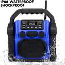 Outdoor Radios Waterproof Bluetooth Speaker ，8000mAh Battery ，30W IPX 66, Cell Phone Charging, Portable with LED Lights, Anticollision Fm Clock Radios for Workshop/Outdoor/Camping (Blue)