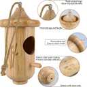 Hummingbird House for Outside Hanging, Small Wooden Hummingbird Gifts Nest 3 Pack with Hemp Ropes, Gardening Gifts Humming Bird Houses Home Decoration