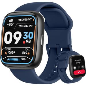 Smart Watch, Alexa Built-in, Answer/Make Calls 44mm Smartwatch Women Men, 1.83" Sports Watch IP68 Waterproof, Heart Rate SpO2 Sleep Stress Monitor, Step Counter Watch for Android & iOS Phone (Blue)