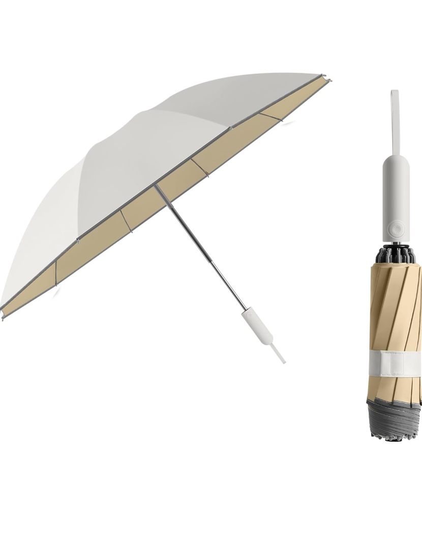 Sun Relief Design Handle Folding Inverted Reverse Umbrella ,Outdoor Rain/Sun/99 UV Protection/UPF 50 Blocker Compact Windproof/Waterproof Auto Open/Close,Portable Golf Parasol Stylish and Colorful