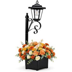 2-in-1 Solar Planter and Lamp Post Light, 75cm, Black