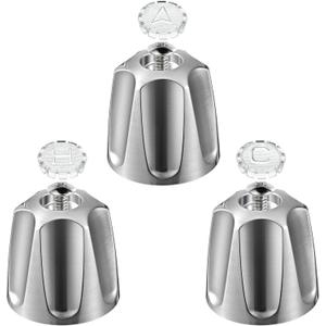 Dreyoo 3 Piece Metal Shower Knob Replacement Compatible with Price/Pfister Verve Tub Shower, Bathtub Faucet Handle Remodel Trim Kit Include 1 Hot 1 Cold 1 Diverter and 3 Screws(Brushed Nickel)