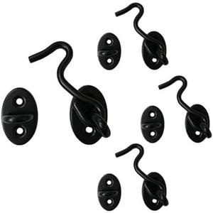 QCAA Reversible Hook, 304 Stainless Steel Cabin Hook Latch & Eye, 2-1/2", Matte Black, 4 Pack, Made in Taiwan