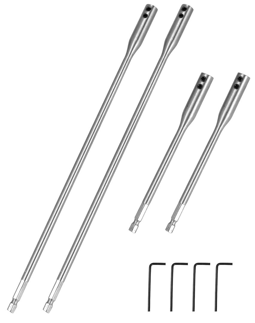QWORK 8 Pcs 1/4 Extension Bit Set, 6 & 12 Inch Wood Spade Bit Set, High Carbon Steel Drill Bit Holder with Wrench Keys, for Electric Tool Accessories