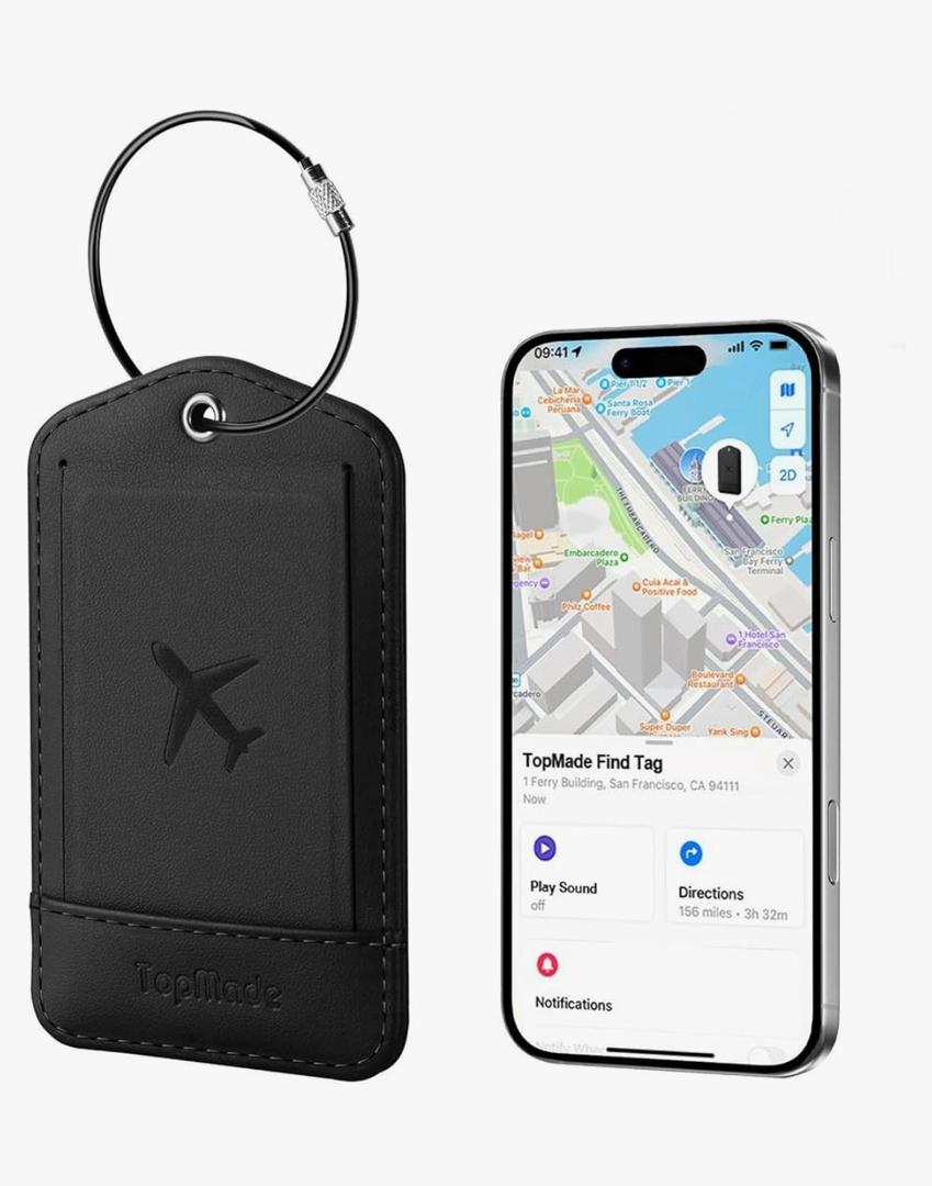 TopMade Smart Luggage Tag with Apple Find My, Premium Leather Luggage Tags for Suitcase, Travel Bags, Backpacks, Anti-Lost Suitcase Tag Tracker for Travel with Privacy Name Card, Rechargeable TopMade Smart Luggage Tag with Apple Find My, Premium Leather Luggage Tags for Suitcase, Travel Bags, Backpacks, Anti-Lost Suitcase Tag Tracker for Travel with Privacy Name Card, Rechargeable