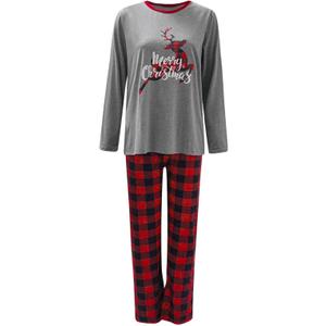 Mom and Daughter Matching Pajamas Christmas Graphic Christmas Deer Reindeer Funny Family Pjs Soft Pajamas Set Jammies Plaid Matching Pajamas for Couples Merry Christmas Xmas Santa Warm, C_red, Small