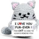 AICase Valentines Day Gifts for Her Him, Girlfriend Boyfriend Wife Husband I Love You-Crochet Emotional Support Funny Cute Cat for Couple Fiance Birthday Anniversary Christmas BF GF Gift Things
