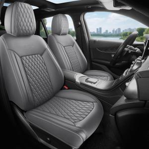 Gray Thick Nappa Leather Automotive Front Car Seat Covers Set of 2