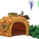 Tfwadmx Aquarium Decorations Resin Pineapple Fish Tank House Hermit Crab Hideout Cave Shelter Decor Underwater Landscape Hut Aquarium Ornament for Shrimps Breeding Hiding (Orange)