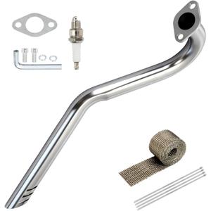 Upgraded Center Rear Exit Exhaust Pipe Compatible with Predator 79cc 98cc 99cc 3.0HP 154F Engine Mini Bike Coleman CT100U Massimo MB100 F-RP GMB100 Rascal Lite Parts Silver