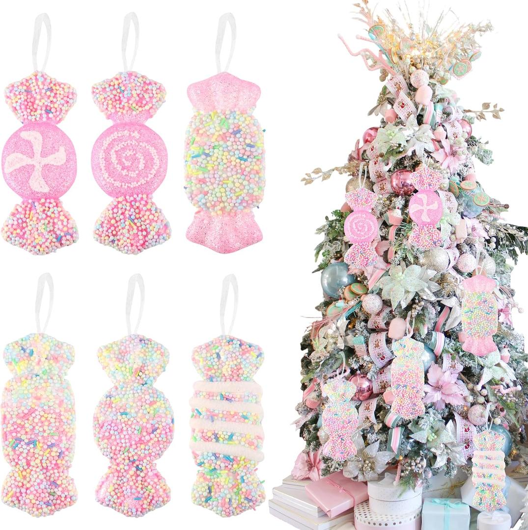 6PcS Candy Christmas Decorations Fake Candyland Tree Decorations Small Candy Ornaments Party Adornos para Arbol De Navidad Modern Christmas Decor Giant Cute Ornament