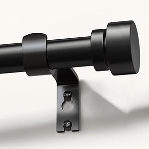 Adjustable Curtain Rod Set, Black Window Curtain Rod with Mounting Btackets, Expandable Telescopic Design