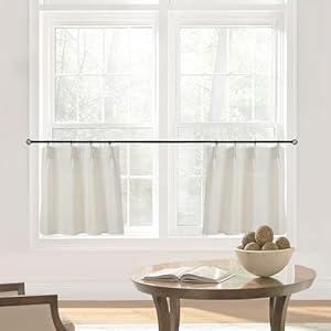 Cafe Curtains 18 Inch Length Pinch Pleat Sheer Linen Farmhouse Tiny Window Set 2 Panels Curtains for Kitchen, 24x18 in Long