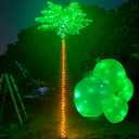 Metal Heavy Duty Palm Tree for Outside Patio, 10.5FT 420 LED Artificial Palm Tree Decor with Coconuts, Lighted Palm Trees Outdoor Pool Tropical Decorations for Home Party Christmas Garden (Green)