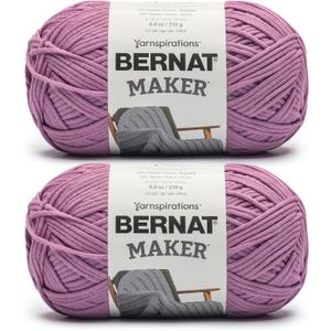 Bernat Maker Hyacinth Yarn - 2 Pack of 250g/8.8oz - 72% Cotton 28% Nylon - #5 Bulky - 290m/317Yards - for Knitting, Crochet and Amigurumi
