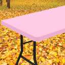 Smiry Rectangle Tablecloth, Elastic Fitted Flannel Backed Vinyl Tablecloths for 4ft Folding Tables, Waterproof Wipeable Table Covers for Indoor, Outdoor, Picnic and Camping (Pink, 24"x48")