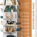 LOFT + IVY 7 Tier Rotating Shoe Rack Tower  360 Spinning Storage Organizer, Modern Round Shoe Carousel for Closet, Entryway, Bedroom  Space Saving Rotating Lazy Susan Storage Tower (Off White)