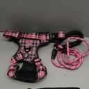 NESTROAD No Pull Dog Harness with Leash, Reflective No Choke Pet Vest Harness, Adjustable Soft Padded Dog Harness with Easy Control Handle for Large Dogs (Checkered Pink, Large) (L neck 15-19" chest 19-29")