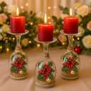 Yaomiao 3 Pcs Christmas Pillar Candle Holders Glasses Candlestick Holder Transparent Plastic Candlestick for DIY Themed Party Decor Table Fireplace Centerpiece