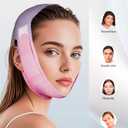 V-Line Sculpting Face Mask Silicone Chin Strap for Jawline Tightening & Double Chin Reduction (23-27 Inches) (Rose purple)