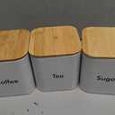 Juvale Coffee Bean Storage Canisters for Countertop - 3-Piece White Iron 48 oz Set - Silicone Seal Lids for Freshness - Sugar Jar & Tea Organizer - Coffee Bar Accessories & Countertop Organization