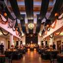 PartyVillage 2 Panels 5ftx30ft Black Ceiling Drapes for Halloween Parties  30 FT Extra Long Thick Polyester Wrinkle-Free Drapery Tent Decor Decorations for Birthday Party Ceremony Stage Swag