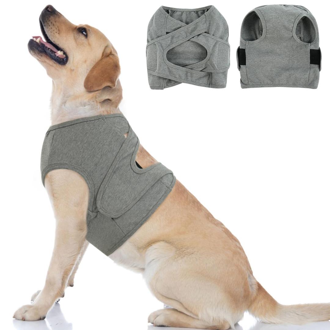 BRKURLEG Chest Recovery Suit for Dogs, Dog Chest Wound Cover, Breathable & Soft Pet Surgery Recovery Suit, Anti-Licking Wound Vest, Not for Spay/Neuter Surgeries, Pet Cone Alternative, Grey XL