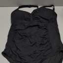 Tempt Me Women Ruched Slimming One Piece Swimsuits Tummy Control Vintage Bathing Suits (Large, Black)