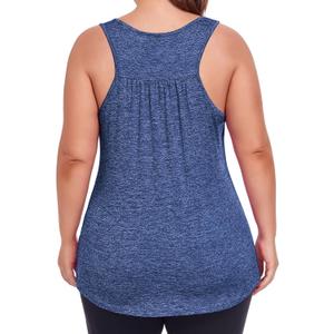 ForHailey Plus Size Workout Tank Tops for Women Racerback Yoga Tops Athletic Running Shirts Loose Fit Sleeveless Gym Clothes (Blue)