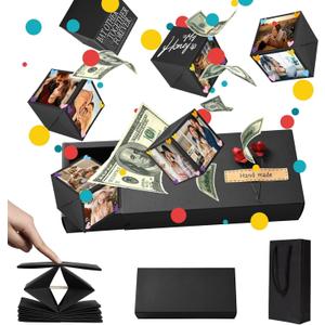 Neioaas DIY Surprise Gift Box with Accessories Set- Creative Bounce Box for Money & Photos, DIY Unique Romantic Surprise Gift Box for Birthday, Valentine's Day, Anniversary, Wedding(DIY,Black)