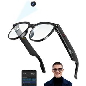 AI Smart Glasses with 4K Camera/Video Recording/Bluetooth for Men & Women/Hands-Free Recording Glasses with Audio, AI-Powered Wearable Tech/First-Person Camera/Travel/Business/Sports/Drive