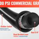 YAMATIC 3/8" Pressure Washer Hose 50FT with Stainless Steel Quick Connector, 5000PSI Rubber Power Washer Replacement Hose, Steel Wire Braided, Compatible with Simpson, Craftsman, Champion