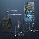 Endoscope Camera with Light,1920P HD Borescope Tools with 8 Adjustable LED Lights, Endoscope with Semi-Rigid Snake Camera, IP67 Waterproof Inspection Borescope for iOS and Android-32.8ft Single Lens