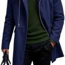 Runcati Mens Trench Coat Notch Lapel Zip Up Overcoat Casual Winter Long Business Pea Coat, Size XXL