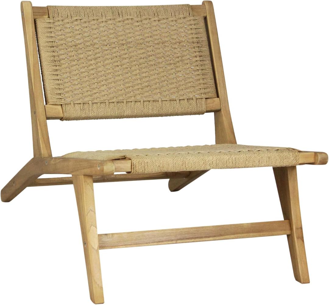 JONATHAN Y Parker Teak Woven Armless Lounge Chair 23.6" x 36.2", Natural, 23.62 x 18.5 x 10.24 inches