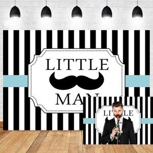 OERJU 5x3ft Gender Reveal Party Theme Backdrop Baby Shower Little Man Photography Background Moustache Welcome Baby Black White Stripes Kids Room Decor Party Boys Portraits Photo Vinyl Video Props