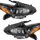 Replacement for 2016 2017 2018 Nissan Altima Headlights Black Bezel Chrome Style Headlight Assembly Left Right Pair, (26060-9HS9A 26010-9HS9A)