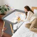 Baby Bassinet, 3 in 1 Bedside Bassinet Sleeper for Newborn, Portable Baby Crib with 4 Detachable Wheels & Adjustable Height, Breathable Mesh & Mattress, Mosquito Net& Storage Basket (Grey)