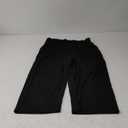 Women Pocket Pants Lightweight Wide Leg Drawstring Elastic Waist Yoga Lounge Cropped Pants (Large, Black)