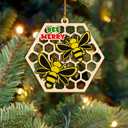 Bee Ornament for Christmas Tree, Honeycomb Xmas Hanging Ornaments, Animal Insect Bumblebee Decor, Beekeeper Gifts, Gift for Bees Lovers, Girls, Women, Kids, Friends, Honey Bees Keepsake, Bee Merry